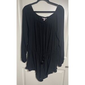 Victoria's Secret Black Boho Tassel Tie Romper‎ Long Sleeve XL Boho Loungewear